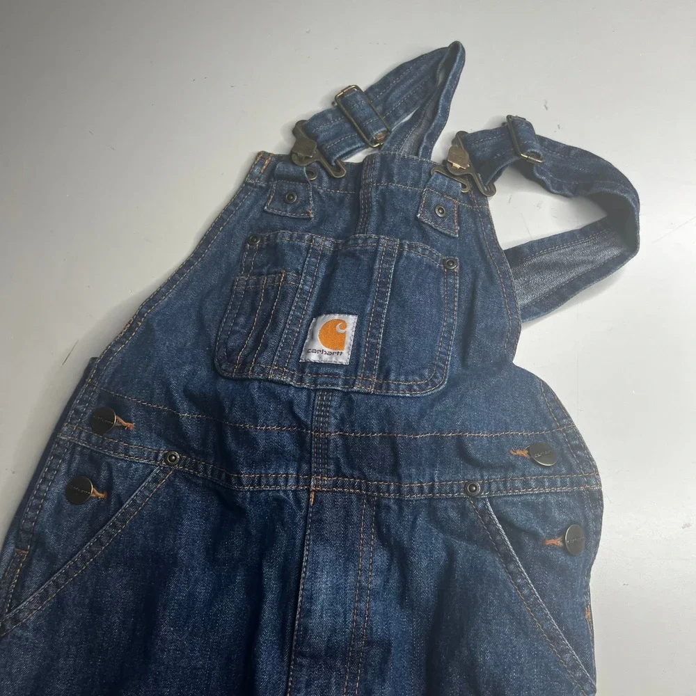 Carhartt Kids Denim Bib Overalls Dark Wash Master Cloth Size 6 RN 13706